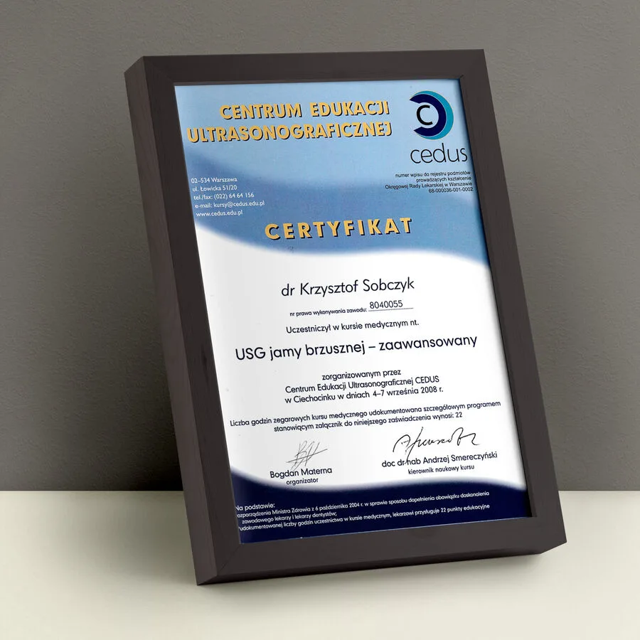 Certyfikat USG jamy brzusznej